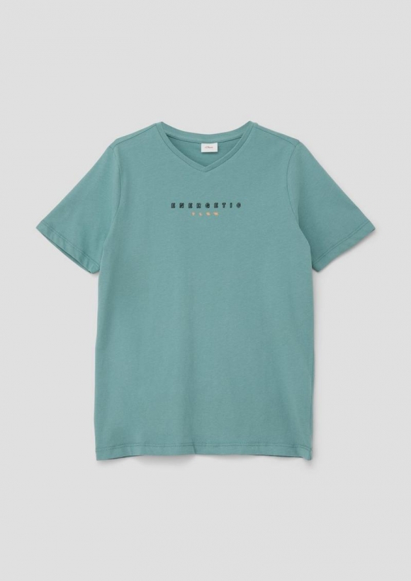 s.Oliver Weiches T-Shirt mit Frontprint - helles petrol