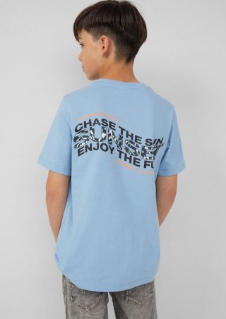 s.Oliver Baumwoll-T-Shirt mit Front- und Rückenprint - himmelblau