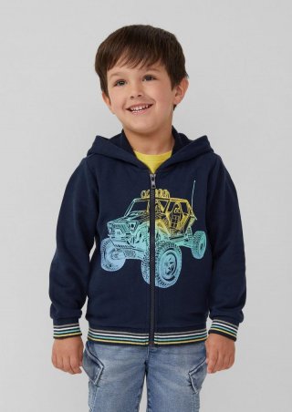 s.Oliver Kapuzen-Sweatshirtjacke mit Frontprint - navy