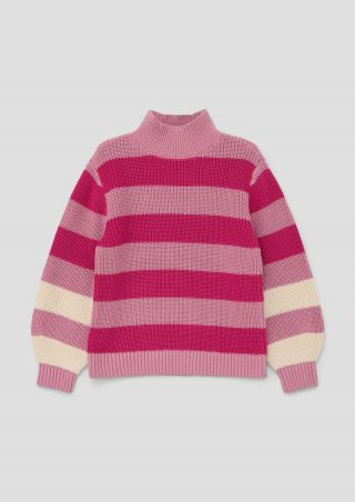 s.Oliver Strickpulli in Colour-Blocking-Optik - rosa