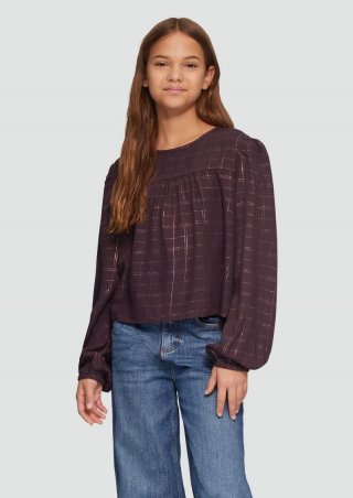 s.Oliver Verkürzte Bluse im A-Shape mit Puff-Ärmeln - lila