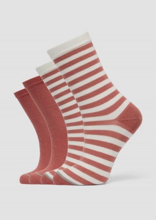 s.Oliver Socken im 4er-Pack mit Streifen-Detail - orange