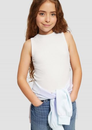 s.Oliver Verkürztes Slim-Fit-Top mit Rippstruktur - weiß