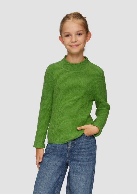 s.Oliver Gerippter Strickpullover im Slim Fit - bambusgrün
