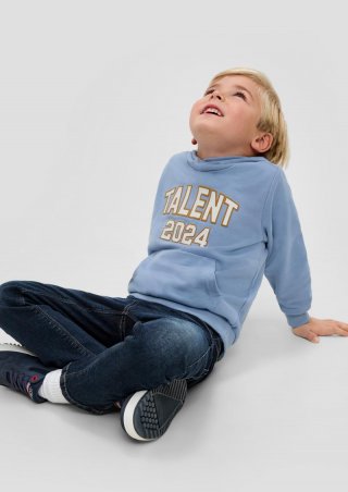 s.Oliver Kapuzensweatshirt mit Garment Dye und Frontprint - blassblau
