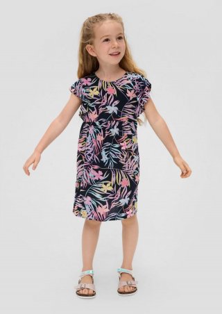 s.Oliver Kleid in Crinkle-Optik - navy