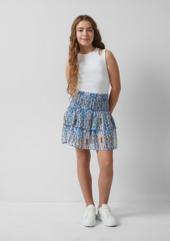 s.Oliver Chiffon-Rock mit Glitzergarn und integrierter Hose - blau