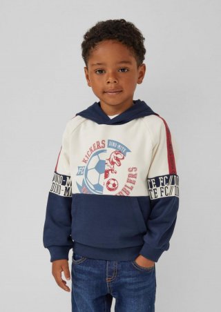 s.Oliver Sweatshirt in Colour-Block-Optik mit vielen Printdetails - tiefblau
