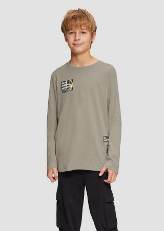 s.Oliver Longsleeve mit modischen Patches - tannengrün