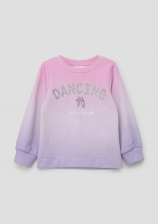 s.Oliver Sweatshirt mit Farbverlauf und Glitzerprint - ecru
