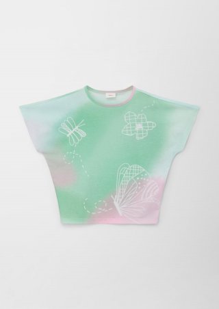 s.Oliver Poncho mit Allover-Print - grün