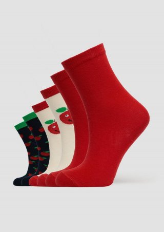 s.Oliver Gemusterte Langschaftsocken im 6er-Pack - chilirot