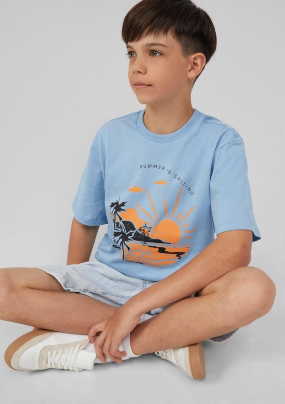 s.Oliver Jersey-T-Shirt mit Frontprint - himmelblau