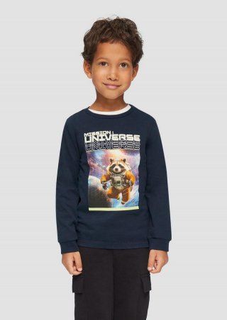 s.Oliver Langarmshirt mit Bündchen und Fotoprint - navy