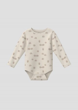 s.Oliver Unisex T-Shirt-Body mit Druckknöpfen und Igel-Print - helles beige