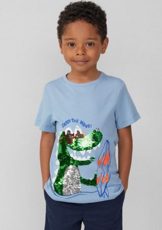 s.Oliver Jersey-T-Shirt mit Wendepailletten - himmelblau