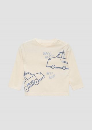 s.Oliver Langarmshirt mit Frontprint - helles sand
