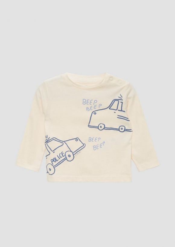 s.Oliver Langarmshirt mit Frontprint - helles sand