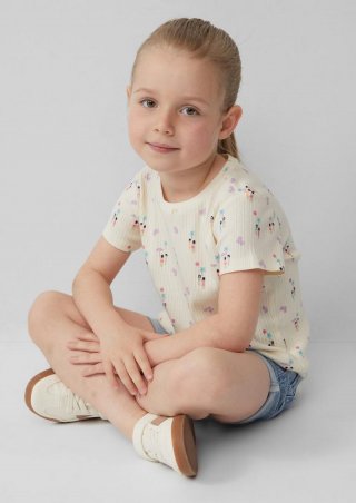 s.Oliver Elastisches T-Shirts aus Rippware - creme