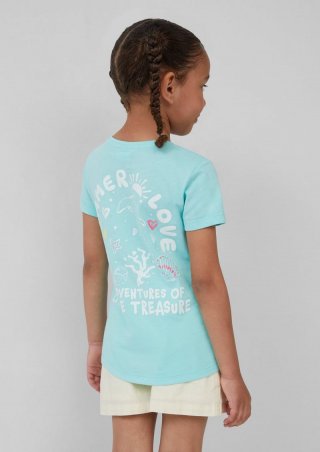 s.Oliver T-Shirt im Loose Fit mit Front- und Rückenprint - helles türkis