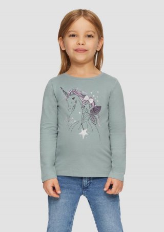 s.Oliver Langarmshirt mit Glitter-Print - blassblau