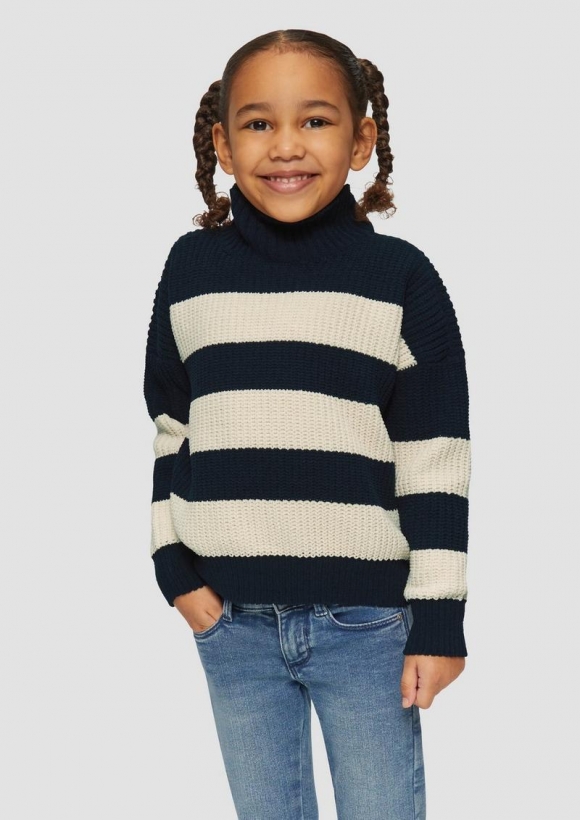 s.Oliver Pullover aus weichem Chenille-Garn - navy