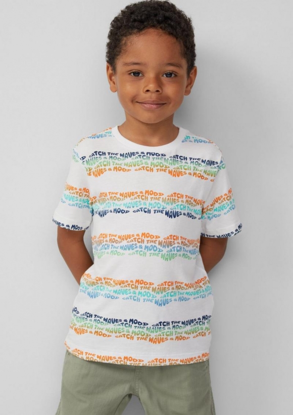 s.Oliver Baumwoll-T-Shirt mit All-over-Print - weiß
