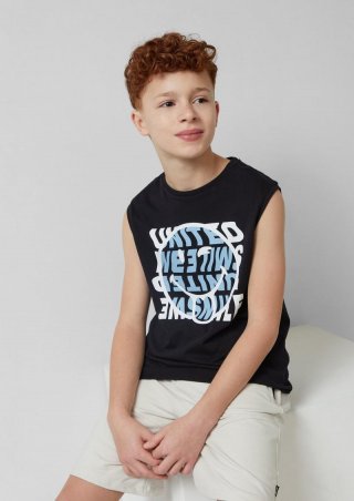 s.Oliver Ärmlloses Shirt mit Smiley®-Print - schwarz