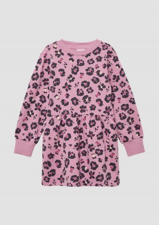 s.Oliver Kurzes Sweatkleid aus Baumwollmix mit All-over-Print - rosa