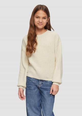 s.Oliver Strickpullover aus Chenille-Garn - helles sand