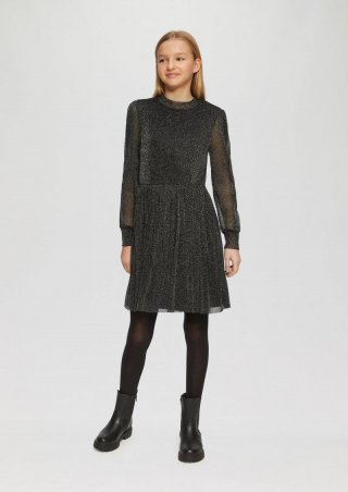 s.Oliver Mesh-Kleid mit Glitzergarn - schwarz