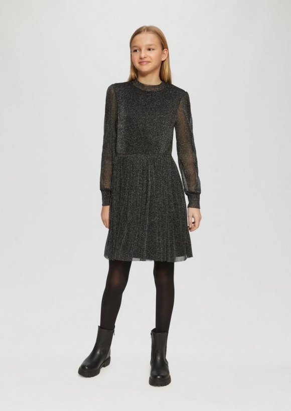 s.Oliver Mesh-Kleid mit Glitzergarn - schwarz
