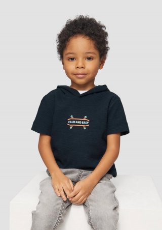 s.Oliver Kapuzenshirt aus strukturiertem Jersey mit Frontprint - navy