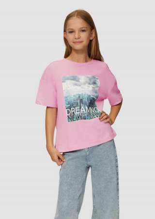 s.Oliver Sweat-T-Shirt in Oversized mit seitlich geschlitztem Saum - rosa