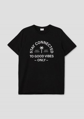 s.Oliver T-Shirt mit Frontprint - schwarz