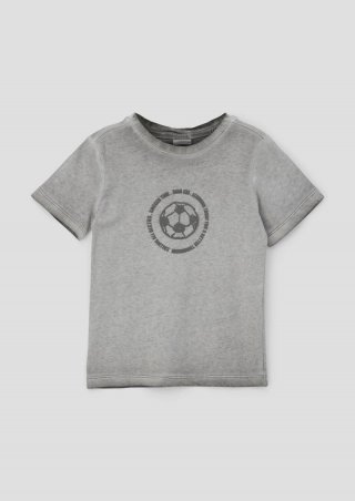 s.Oliver T-Shirt mit gummiertem Frontprint - grau meliert