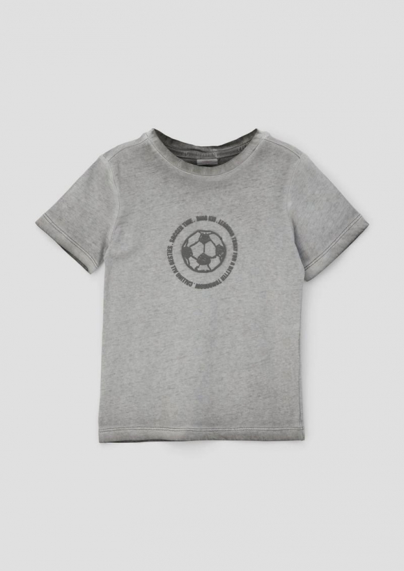 s.Oliver T-Shirt mit gummiertem Frontprint - grau meliert