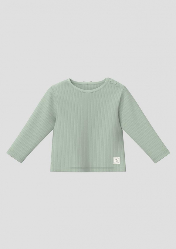 s.Oliver Longsleeve aus Rippware mit Schleifen-Detail - salbeigrün