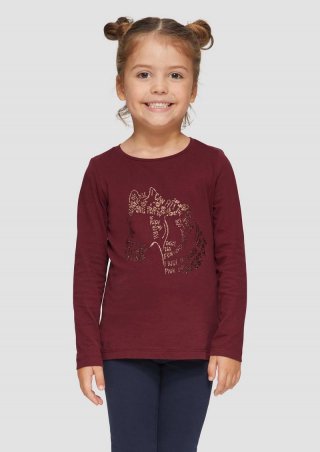 s.Oliver Langarmshirt mit Glitzer-Print - bordeaux