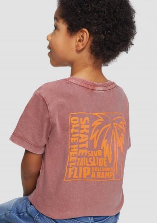 s.Oliver T-Shirt mit Print und Wascheffekt - rubinrot