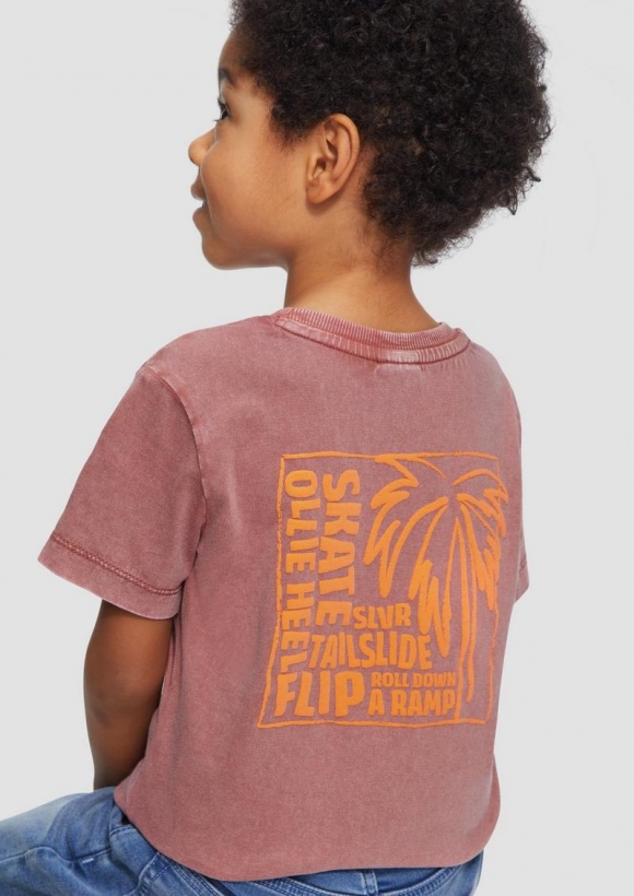 s.Oliver T-Shirt mit Print und Wascheffekt - rubinrot