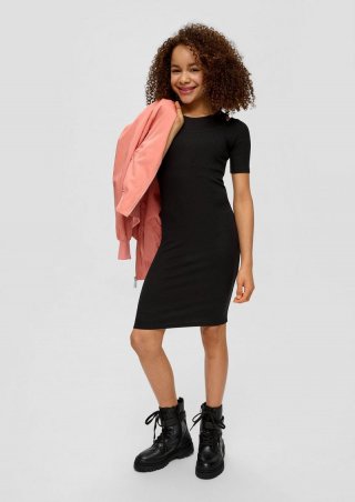 s.Oliver Rippkleid mit 2-in-1-Effekt - schwarz