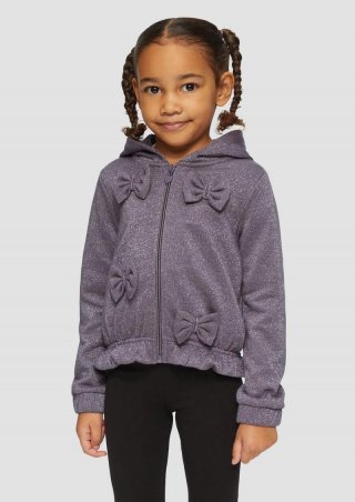 s.Oliver Sweatjacke mit Schleifendetails und Glitzergarn - flieder