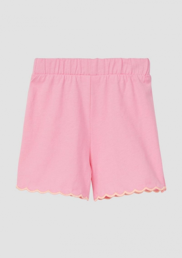 s.Oliver Baumwoll-Shorts mit Bogenkante und Elastikbund - pink