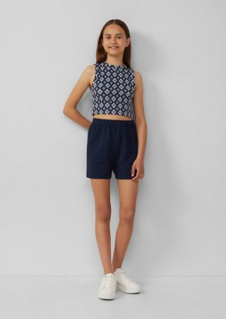 s.Oliver Strukturierte Shorts mit hohem Bund - navy