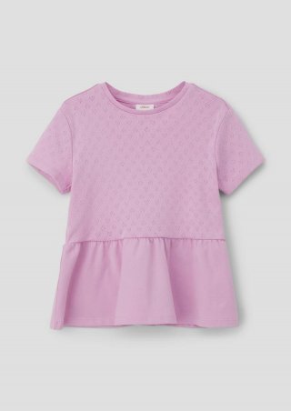 s.Oliver T-Shirt mit Ajourmuster - rosa