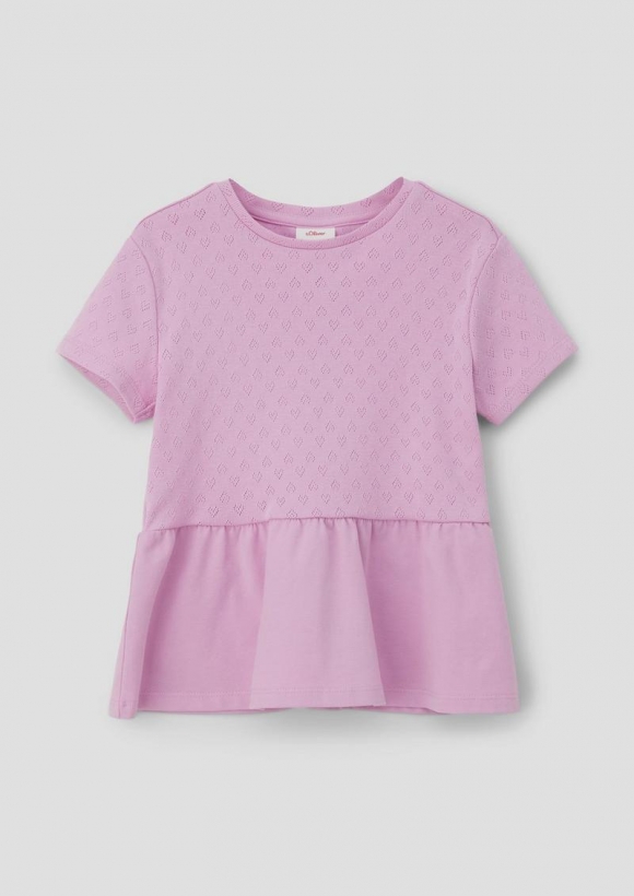 s.Oliver T-Shirt mit Ajourmuster - rosa