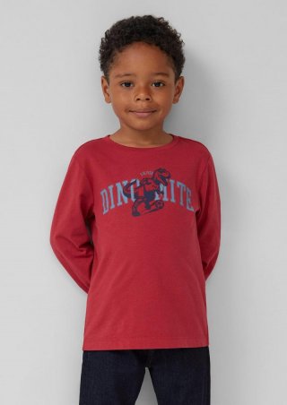 s.Oliver Baumwoll-Longsleeve mit Frontprint - korallrot