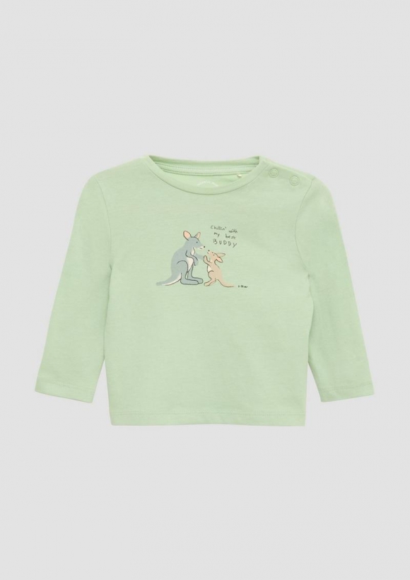 s.Oliver Weiches Longsleeve aus Baumwolle mit Frontprint - hellgrün