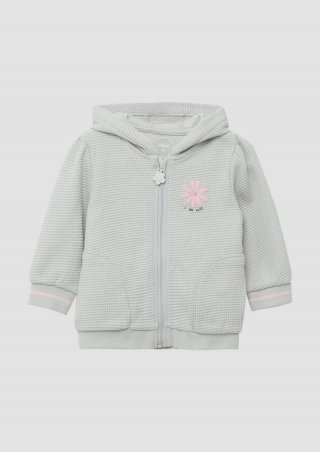 s.Oliver Weiche Kapuzen-Sweatjacke mit Waffelstruktur - hellgrau